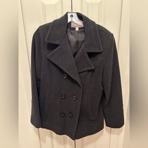 Croft & Barrow dark gray Double-Breasted Wool Pea Coat Size Medium
